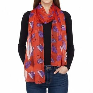 Red Hat Society Red and Purple Hat Print Scarf